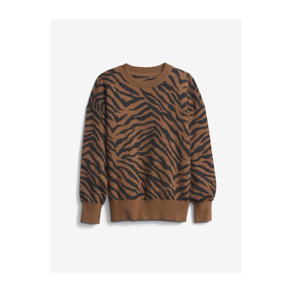 GAP Kid’s Brown Novelty Slouch Zebra Print Sweatshirt Size Small